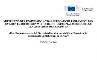 „Eine Drohnenstrategie 2.0 für ein intelligentes, nachhaltiges Ökosystem für unbemannte Luftfahrzeuge in Europa“